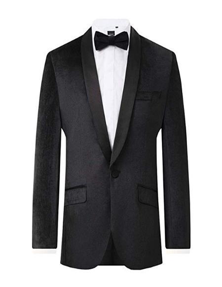 Men's Black Tuxedo Regular Fit Shawl Lapel velour Jacket