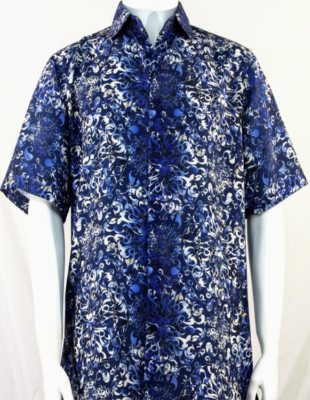 Bassiri Royal Pattern Short Sleeve Camp Shirt 3998