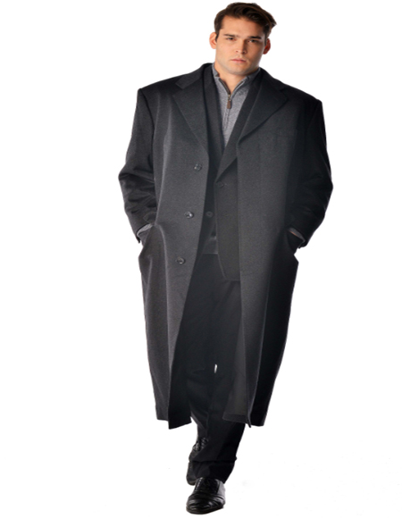 Men's Full Length Long Men's Dress Topcoat -  Winter coat in Pure Cashmere