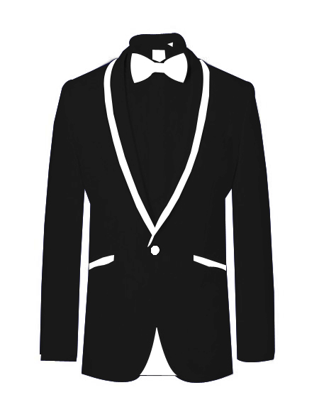 Prom ~ Wedding Tuxedo Dinner Jacket Black/White Trim