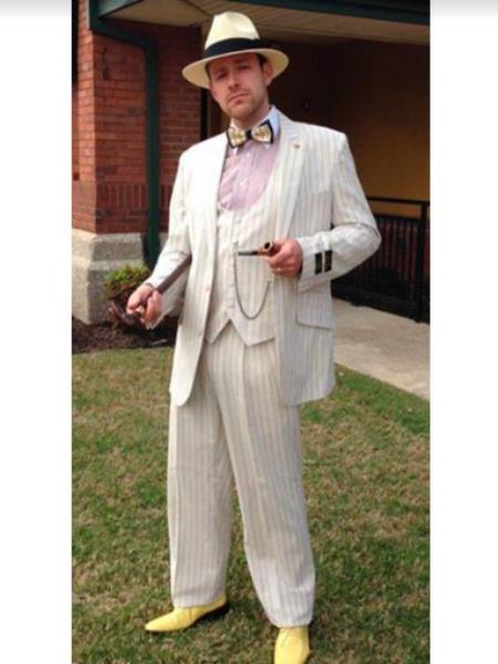 Pimp Suit White/Black Pinstripe Coming Sep/15/2020 Zoot Suit Pre Order Limited Collection