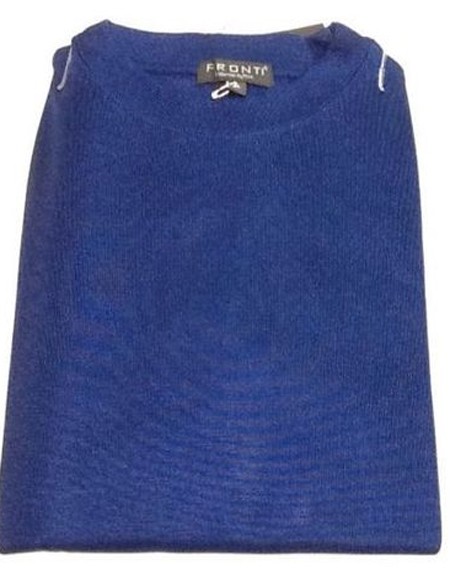 Royal Blue Pronti Shiny Long Sleeve Mock Neck Shirt for Men