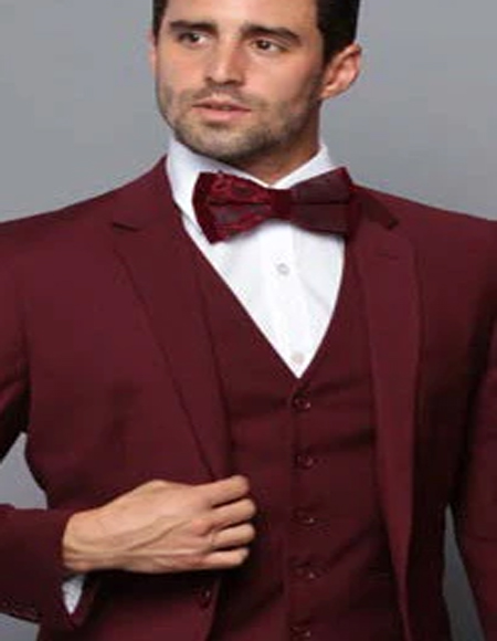 Extra Slim Fit Suit Mens Slim Fit Suit - Fitted Suit - Skinny Suit Burgundy Tapered Fitted European Cut Suit