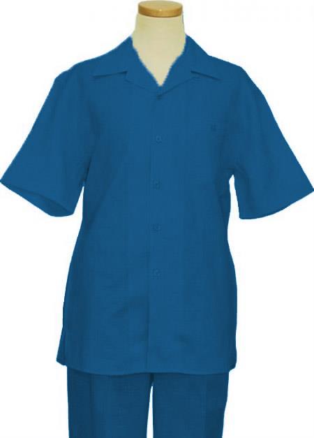SKU#JA3535 Linen Walking Suit Turquoise