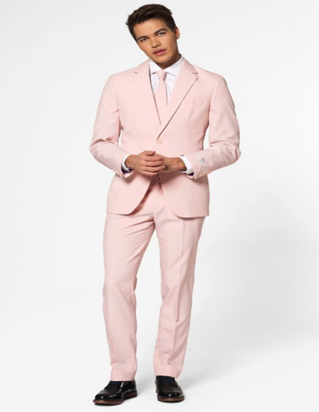 Men's Pink Fully Lined Double Vented Blush Suit Perfect for Prom