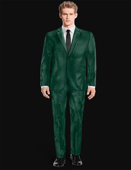 Olive ~ Sage Green Velvet Suit With Vest