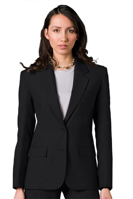 Two Button Solid Pattern Women Blazer In Black