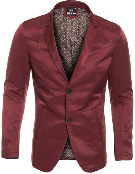 Men's Slim Fit Western Blazer Sport Coat Burgundy Vaqu