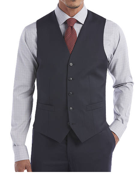 Six Button Besom pocket Men's Navy Modern Fit Suits Separates Vest