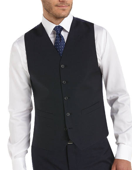 Navy Sharkskin Modern Fit Suits Platinum Suit Separates Vest 