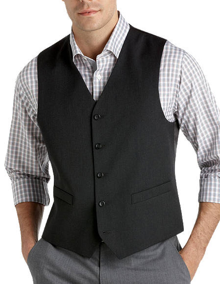Five Button Besom pocket Men's Platinum Suit Separates Vest Charcoal
