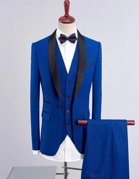 Style#-B6362 Men's Dark Blue One Button Back Vent Shawl Lapel Tuxedos