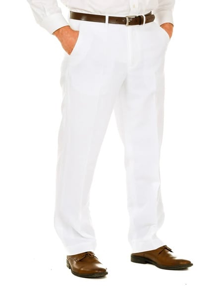 Men's 100% Polyester Slim Fit White Pants