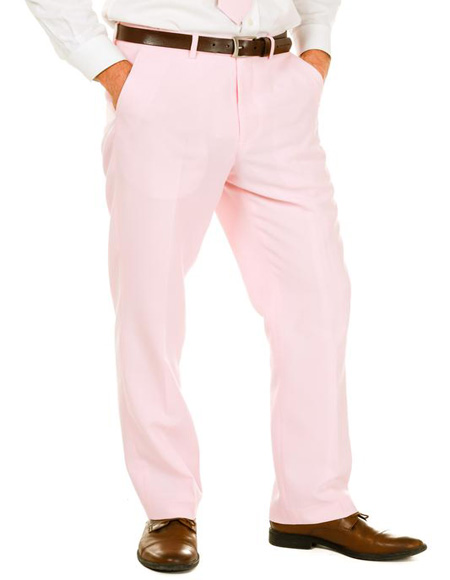 Men's 100% Polyester Slim Fit Pink Pants