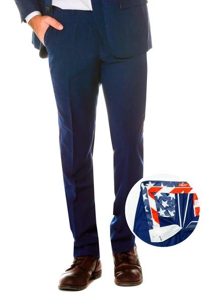 Men's 100% Polyester Slim Fit Navy Pants