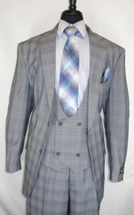 1920s Vintage Suits Patterns Checkered Suit In Gray