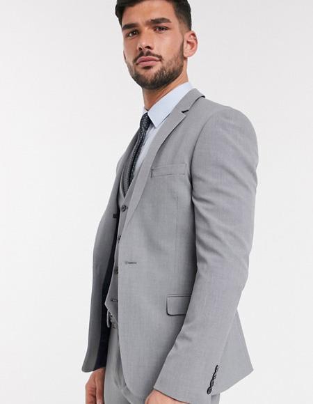 Extra Slim Fit Suit Gray Shorter Sleeve~ Shorter Jacket