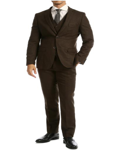 Tweed 3 Piece Suit - Tweed Wedding Suit 2 Button Imported British Tweed Fabric Big and Tall Suit