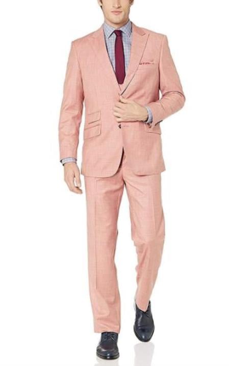 Men's Salmon Double Breasted 2 Button 3-Piece Suits