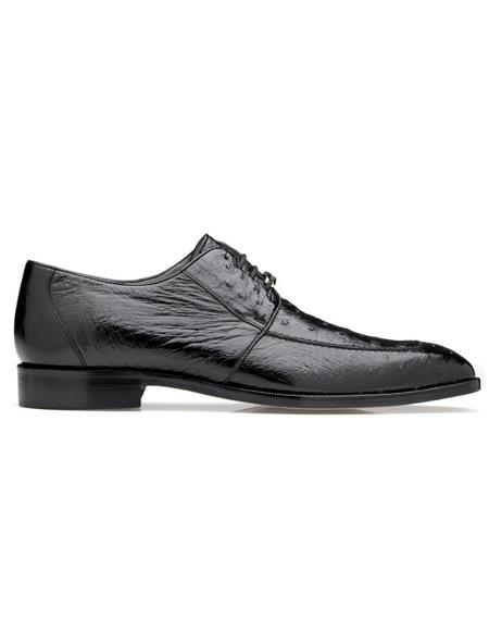 Men's Rovigo Ostrich Dress Shoes Black- Men's Buckle Dress S