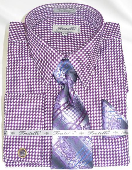 Purple Colorful Men's Gingham Dress Shirt