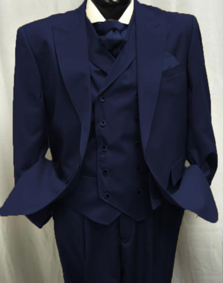 Navy Blue Two Button Old Fashioned School Style Suit