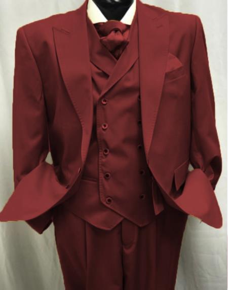 Burgundy Two Button Old Fashioned Vintage Suits 