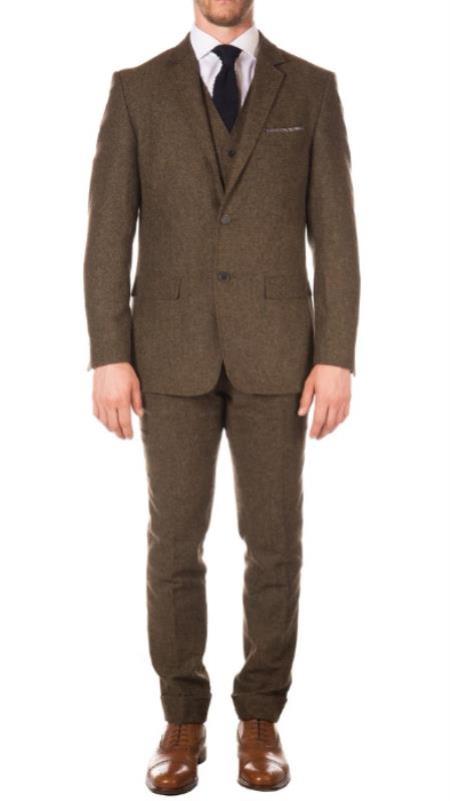 Men's Vintage Cognac Super Slim Fit Suit