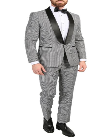 Men's Gray Shawl Lapel Single-Button Style Suit