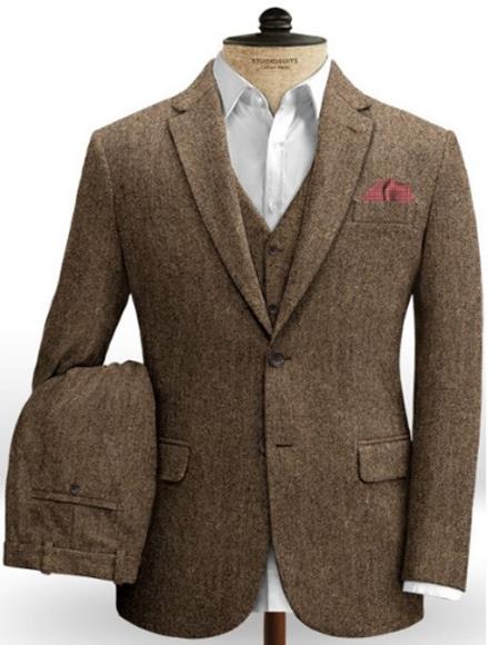 Tweed 3 Piece Suit - Tweed Wedding Suit Old Fashioned School Style Suit 1800's Vintage Suits Rust