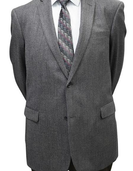 Extra Long 2PC Solid Color Charcoal Herringbone Men's Suit