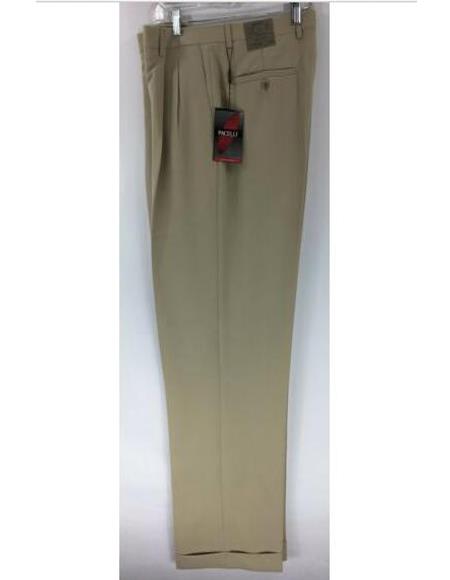 Pacelli's Men's Sand Dress Pants 2-Pleats with Cuffed Hem Polyester Pierce 36-48 