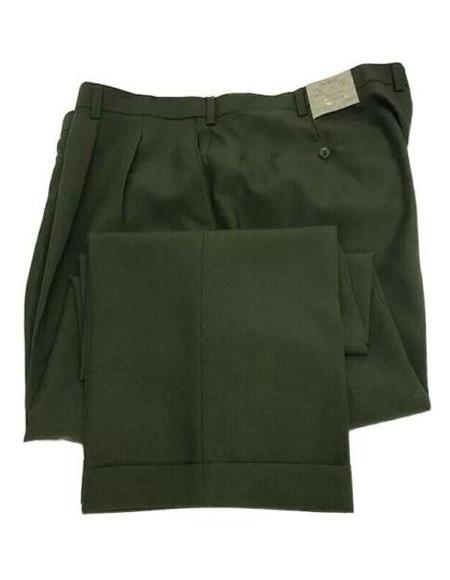 Men's Green Dress Pants Pacelli Pleated Front Cuffed Hem