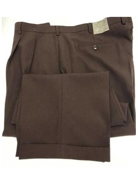 Men's Brown Dress Pants Pacelli Pleated Front Cuffed Hem