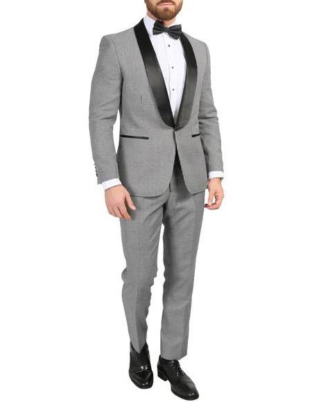 Men's Gray Tweed Suits Check Plaid 3 Pieces Groom Wedding Tuxedos Slim Fit