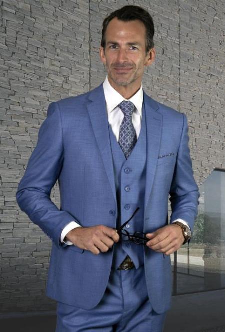 Men's Steel Blue Ultra Slim Fit Prom Suit - Dusty Blue Suit