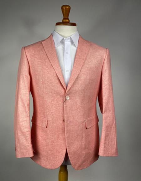 Peach - Coral Men's Colorful Summer Suit (Jacket) - Pastel Outfits Male - Pastel Suit