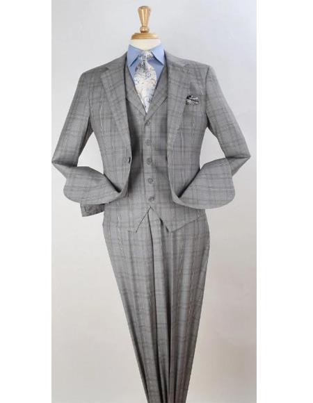 Classic Fit Suit Apollo King Suit Men's Light Grey 2 Button Standard Length Jacket