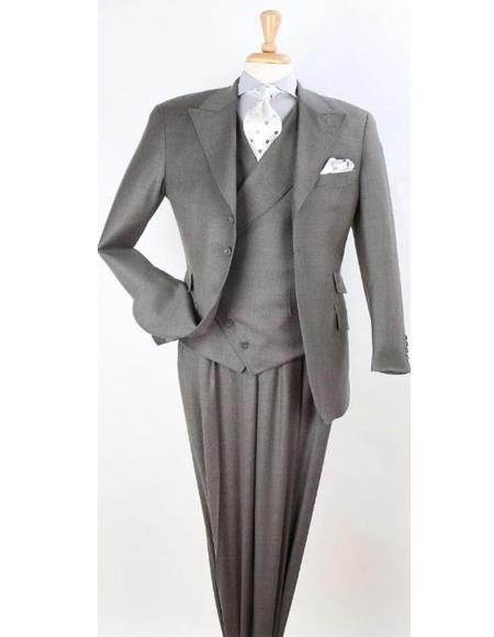 Apollo King Classic Fit Solid Off White Cream Three Piece Wool Suit 