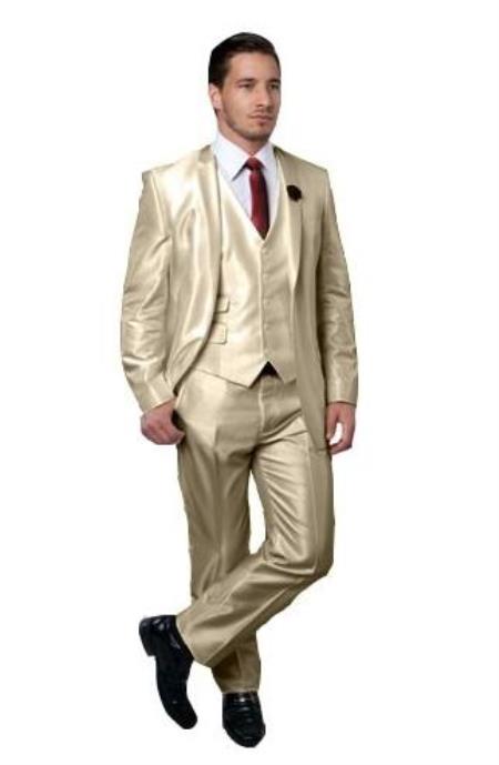 Men's Champagne Color Wedding Suit - Summer Color