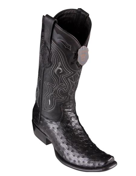 Los Altos Boots Men's Ostrich Black Cowboy Boots - H79 Dubai Toe - Botas De Avestruz