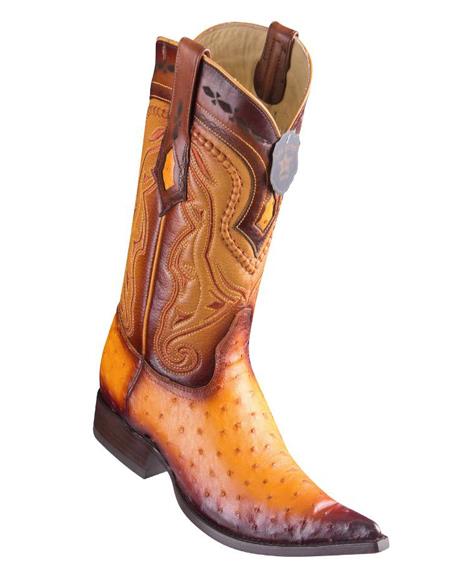 Los Altos Boots Ostrich Faded Buttercup Pointed Toe Cowboy Boots - Botas De Avestruz