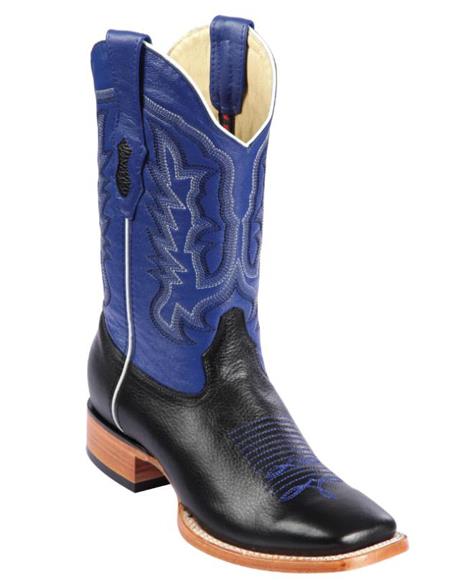 Los Altos Boots Men's Grisly Wide Square Toe Boots Black/Blue