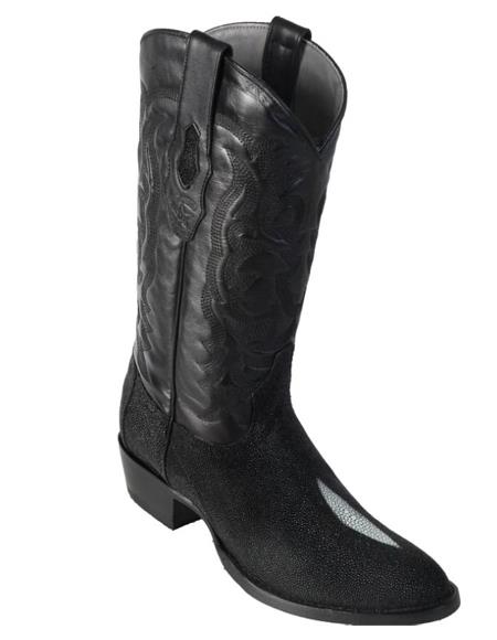 Los Altos Boots Single Stone Stingray R-Toe Black Cowboy Botas de mantarraya - Mantarraya boots