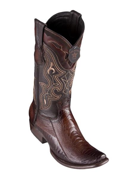Los Altos Boots Men's Ostrich Leg Faded Brown Cowboy Boots - H79 Dubai Toe - Botas De Avestruz