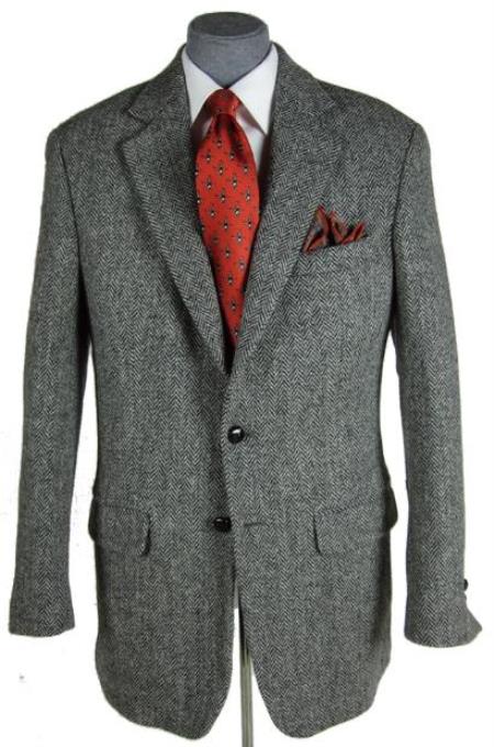 Tweed Sport Coat Grey Herringbone