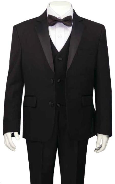 Boys Husky Suit Tuxedo Black