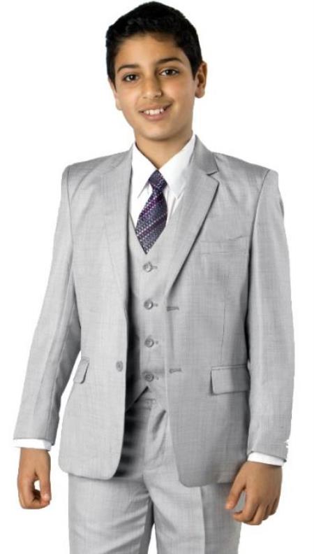 Boys Two Button Boys Husky Suit Fit Suit M.Grey