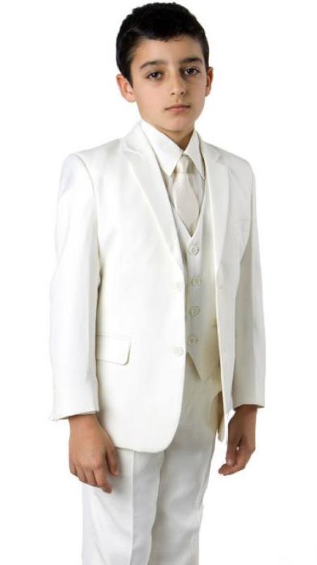 Boys Two Button Boys Husky Suit Fit Suit Off White