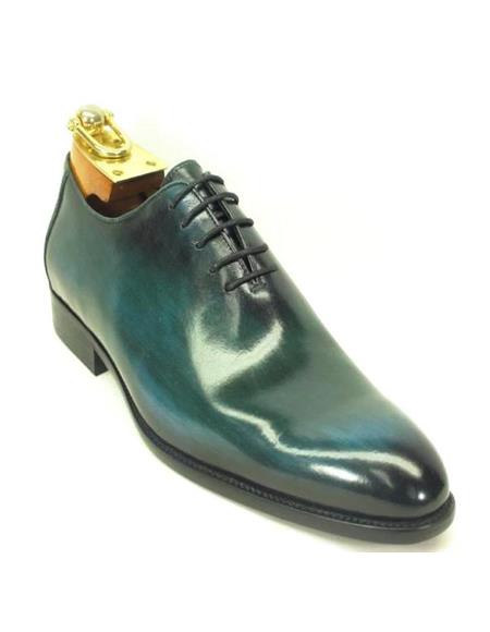Mens Green Dress Shoes Mens Calfskin Lace-up Oxford Olive